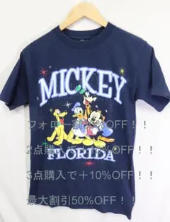 プロフ必読90'sミッキーFLORIDAネイビーTシャツ/ディズニー