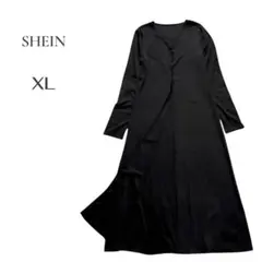 【シーン】SHEIN 黒 ボタン付きロングワンピース　カットソー　XLサイズ