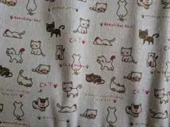 猫のプリント生地 綿