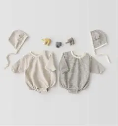 くま耳ロンパース・帽子セット