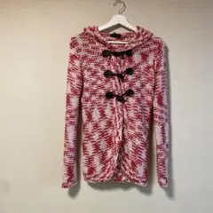 古着 y2k 平成 ギャル 00s 森ガール フード ニット ピンク ざく編み