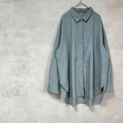 エニィファム　大きいサイズ　シャツ　長袖　緑系　パールボタン　比翼仕立て　XL