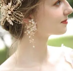 小枝　リーフ　ピアス　シルバー 結婚式 ウエディング