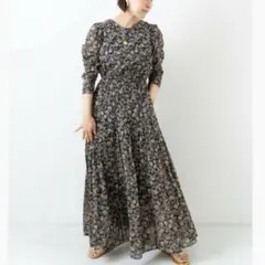 ◆ヌキテパ◆ブラック花柄ワンピ