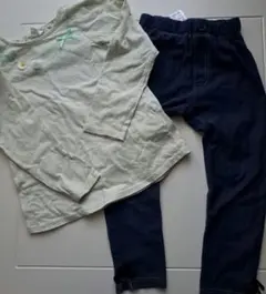 アプレレクール　デニム風 レギンス　120 パンツ　ロンT　120 花　緑