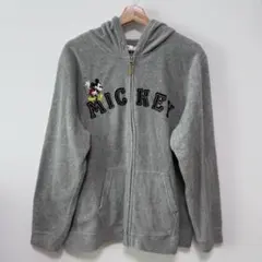 Disney ミッキー フリース パーカー XL グレー