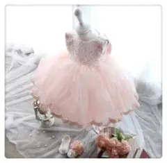 ピンク袖なしベビードレス記念日パーティードレス90サイズfて