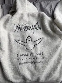 【未使用に近い】マークゴンザレス ボアジップパーカー ホワイト 刺繍 M