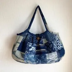 グラニーバッグ　古布 襤褸 刺し子 ハンドメイド パッチワーク 藍染