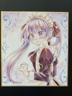 日*5様 オリジナル イラスト 原画 アナログ 手描き ミニ色紙 13.6×12