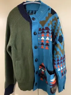 19ss sacai ×pendleton コラボ　アシンメトリーカーディガンのサムネイル