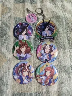 ウマ娘缶バッジ（５個）＆ウマ姫キーホルダーセット（２個）