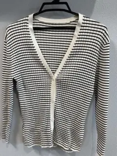 【美品】ストライプ Vネック カーディガン