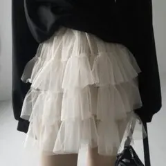 me+me select ミームセレクト チュールフリルボリュームミニスカート