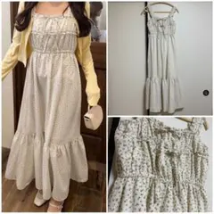 GRL 花柄ダブルリボンフリルフレアワンピース[tg780] アイボリー