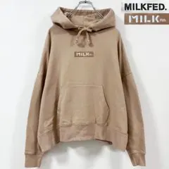 6XL相当　ミルクフェド　Y2K　短丈＆ワイド　BOXロゴ刺繍　パーカー