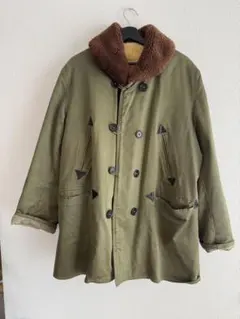 ビンテージ　ミリタリージャケット　オリーブグリーン ファー襟 古着