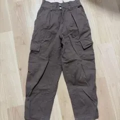 ブラウン カーゴパンツ ゴムウエスト