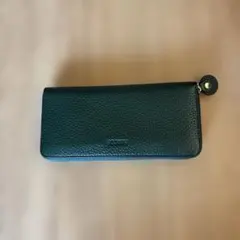 ★中古・美品★BARCOS ダークグリーン レザー長財布（名刺・カード入れ付き）