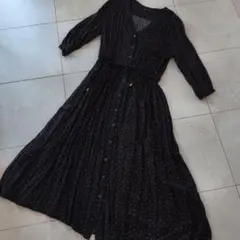 YECCA VECCA 星柄 ブラック 長袖ワンピース