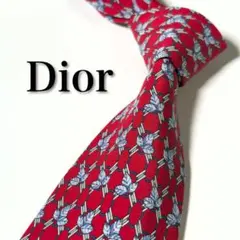 【美品】 Dior ディオール レッド系 花柄 ネクタイ