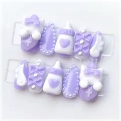 〖 現品 〗ネイルチップ124量産型地雷系パープル紫ゴテゴテ韓国y2kサブカル