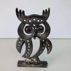 【 ヴィンテージ 】 ピューター／フクロウ／ミミズク／フィギュア／オブジェ