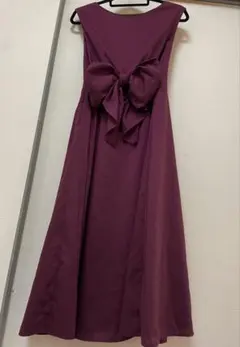 【お値下】リボン付きパープルノースリーブワンピース