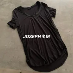 JOSEPH＊異素材切り替え＊レザー調ステッチ＊半袖Tシャツ＊ブラック＊Mのサムネイル
