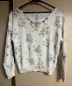ニット　花柄　レストローズ　フェミニン　OL通勤服 クリーニング済のサムネイル
