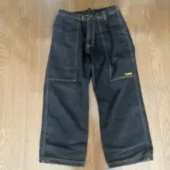 【美品】XLARGE デニム ワイドパンツ XL相当 バギー ブラック