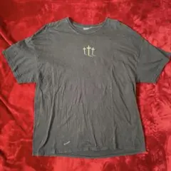 キリスト 十字架 メッセージプリント Tシャツ ブラック 聖書　フェード　古着