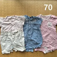 夏服　半袖　ロンパース　3枚セット　まとめ売り　70