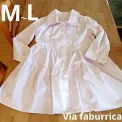 M～L　桜ピンク　コート　Aライン　フリル　春コート　Viafaburrica