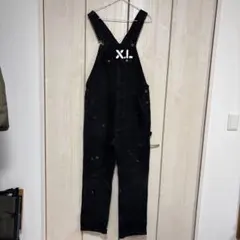 ブラック X.L. オーバーオール　古着　メンズ