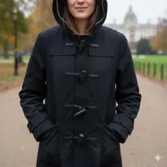 ロンドントラディション 英国製 ブラック ダッフルコート ジャケット