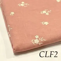 CLF2 刺繍 コットンリネン 幅125cm×50cm ピンク 小花柄 リーフ