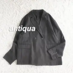 antiqua　ゆったり軽やかダブルボタンテーラードジャケット　ブラック