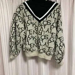 ロゴプリント 長袖ニット Mサイズ