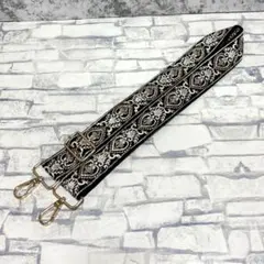 インド刺繍リボンスマホショルダーストラップ　ブラック