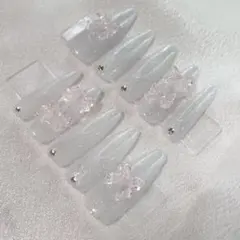 ネイルチップ　現品　量産 ワンホン ガーリー リボン
