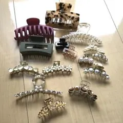 ヘアアクセサリー 15点まとめ売り バンスクリップ ヘアクリップ 真珠 ダイヤ花