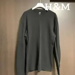 H＆M 黒 ワッフルロンT トップスのサムネイル