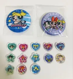 パワーパフガールズ　刺繍缶バッジ　おはじきシール　パワパフ　シール