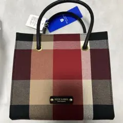 バーバリーブルーレーベル クレストブリッジ チェックキャンバススクエアミニトート