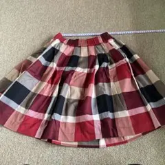 クレストブリッジ　フレアスカート 赤 黒 チェック柄 36
