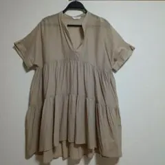 ✿Samansa Mos2 blue ティアードチュニック ベージュ✿