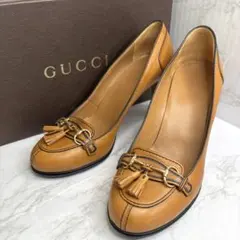 ✨GUCCI レザー　パンプス　タッセル　ホースビット　ブラウン　22.5のサムネイル
