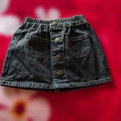 ブラックデニム ボタン付きミニスカート80cm