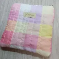 サニタリーポーチピンク系ブロックチェック左利き用
